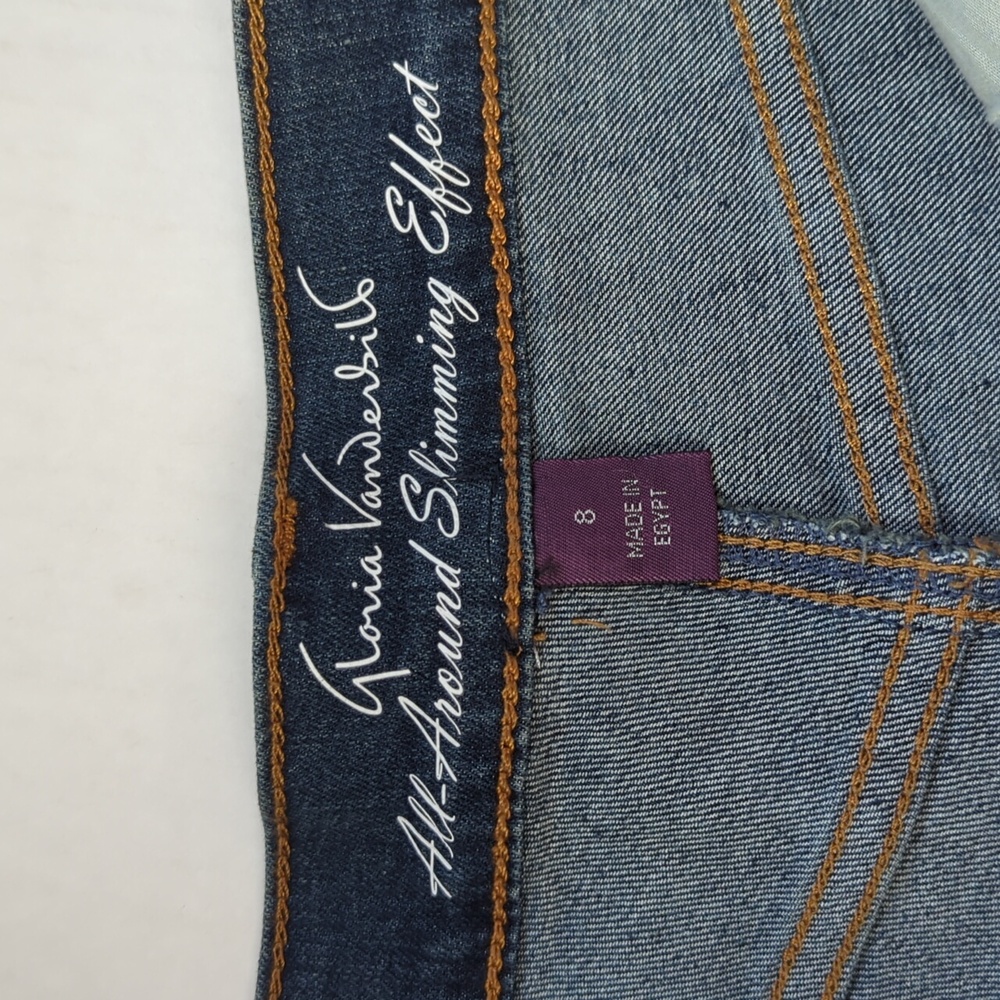 NWT Gloria Vanderbilt Amanda Slimming Effect Capri Denim Jeans 8 Blue Pockets - Picture 3 of 16